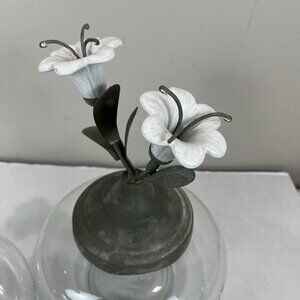 Unique Glass storage jars with Ceramic Floral Tops